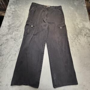 Tony Hawk Cargo Pants Mens 36x29 Black Cotton Skate Utility Pockets Relaxed Fit
